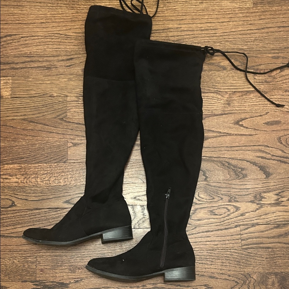 Suede Elegant Black Over-the-Knee Boots 7.5